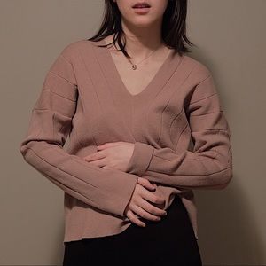 Camel v-neck sweater